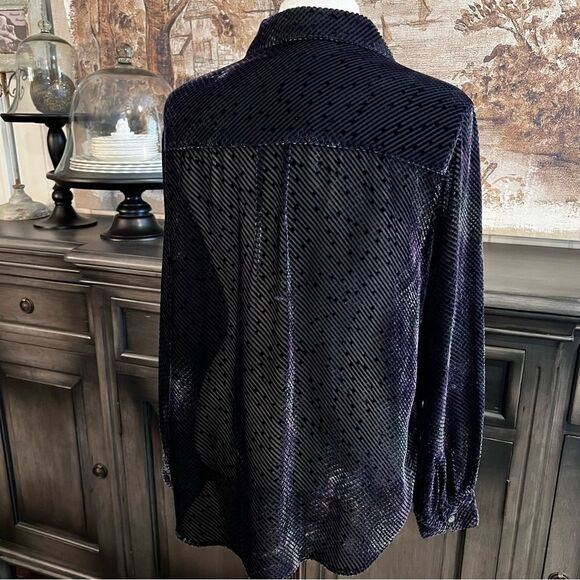 Chicos Design Sheer Long Sleeve Blouse Purple/Navy size 1 (8M) - Picture 4 of 9